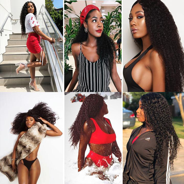 beatiful women with deep curly hair style look
